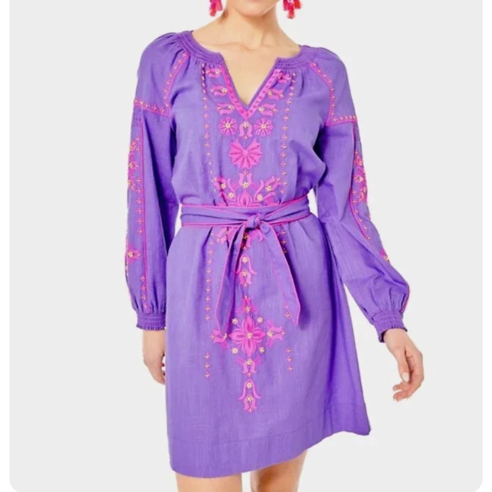 Lilly Pulitzer NWT Cammie Long Sleeve Embroidered - Magical Purple dress size 8